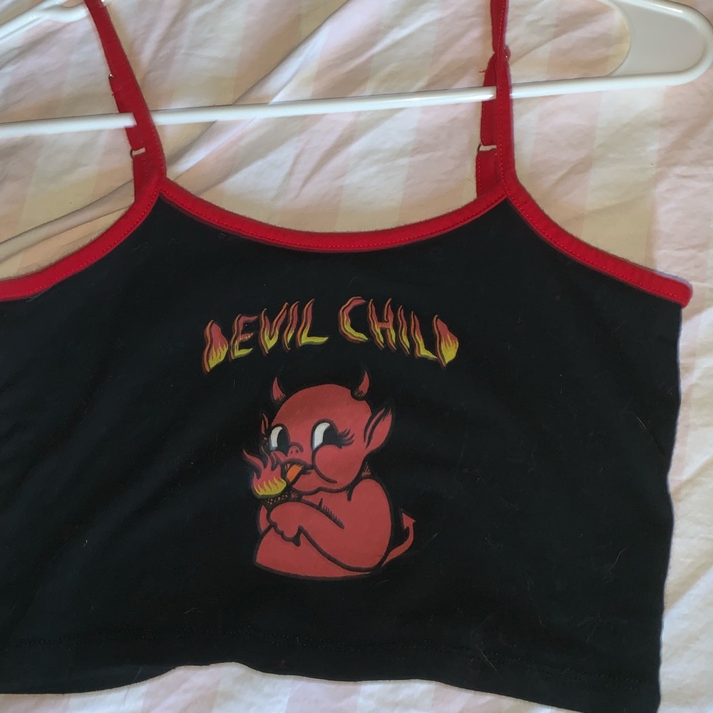 A cropped devil shirt